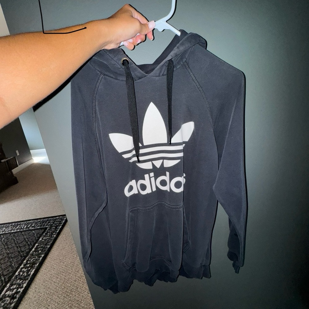 Adidas Black Hoodie with Trefoil Logo